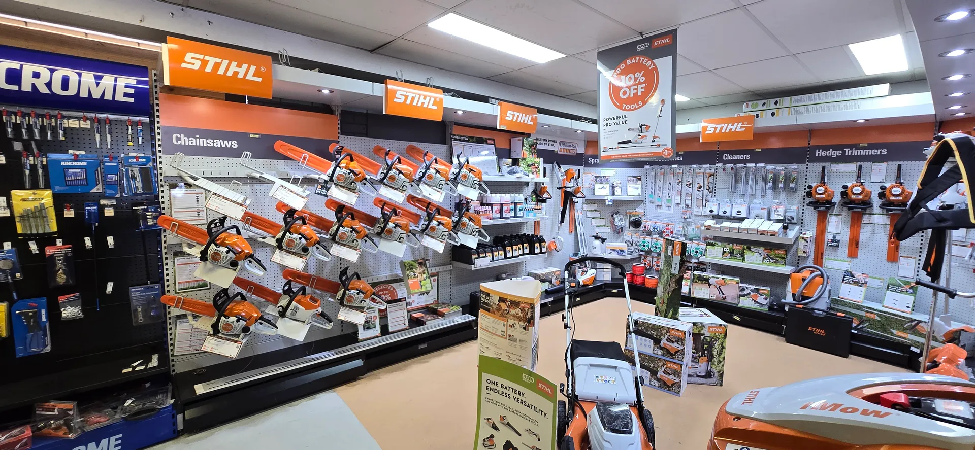 Stihl chainsaws and outdoor power equipment showroom